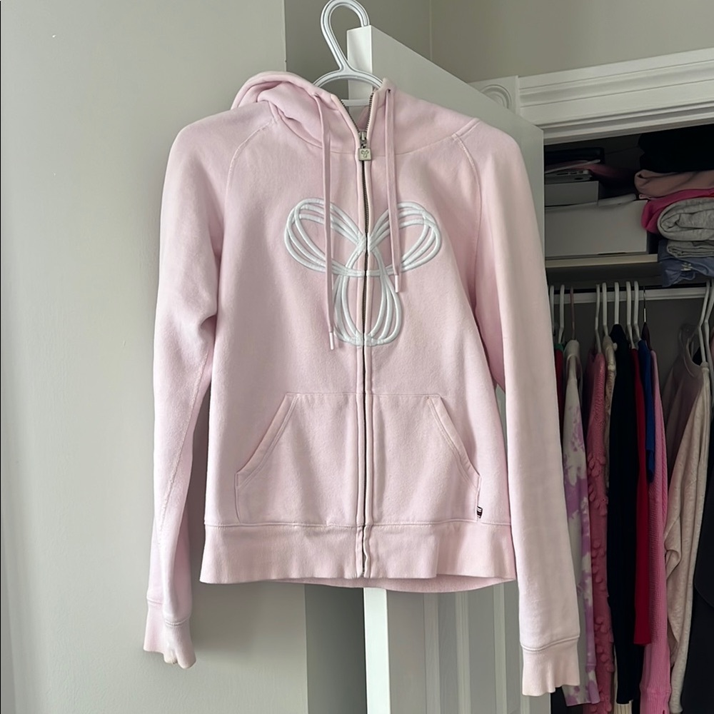 Pink Zip-Up Hoodie with White Design